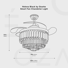 Carregar imagem no visualizador da galeria, Helena Black by Ozarke Smart Fan Chandelier Light
