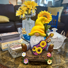 Load image into Gallery viewer, (Pre-Order) Bloom with Joy Sunflower Gnome 10&quot; Garden Statue Figurine with Guitar, Spring and Summer Home Decoration
