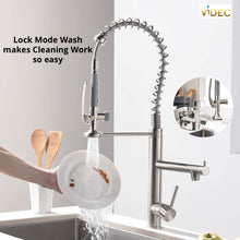Load image into Gallery viewer, VIDEC KW-29SN Smart Kitchen Faucet, 3 Modes Pull Down Sprayer, LED Temperature Control, Ceramic Valve, 360-Degree Rotation, 1 or 3 Hole Deck Plate.
