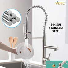 Load image into Gallery viewer, VIDEC KW-29SN Smart Kitchen Faucet, 3 Modes Pull Down Sprayer, LED Temperature Control, Ceramic Valve, 360-Degree Rotation, 1 or 3 Hole Deck Plate.
