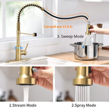 Load image into Gallery viewer, VIDEC KW-66J  Smart Touch On Kitchen Faucet, 3 Modes Pull Down Sprayer, Smart Touch Sensor Activated, LED Temperature Control, Auto ON/Off, Ceramic Valve, 360-Degree Rotation, 1 or 3 Hole Deck Plate.

