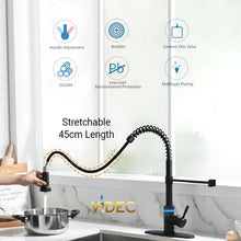 Load image into Gallery viewer, VIDEC KW-56R Smart Kitchen Faucet, 3 Modes Pull Down Sprayer, Smart LED For Water Temperature Control, Ceramic Valve, 360-Degree Rotation, 1 or 3 Hole Deck Plate.
