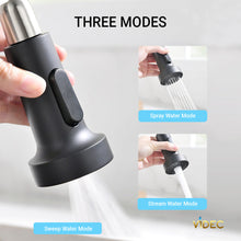 Load image into Gallery viewer, VIDEC KW-79R Smart Touch-less Kitchen Faucet, 3 Modes Pull Down Sprayer, Smart Motion Sensor Activated, LED Temperature Control, Auto ON/Off, Ceramic Valve, 360-Degree Rotation,1 or 3 Hole Deck Plate.
