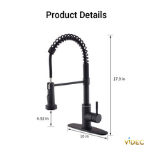 Load image into Gallery viewer, VIDEC KW-56R Smart Kitchen Faucet, 3 Modes Pull Down Sprayer, Smart LED For Water Temperature Control, Ceramic Valve, 360-Degree Rotation, 1 or 3 Hole Deck Plate.
