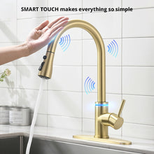 Load image into Gallery viewer, VIDEC KW-70J Smart Touch On Kitchen Faucet, 3 Modes Pull Down Sprayer, Smart Touch Sensor Activated, LED Temperature Control, Auto ON/Off, Ceramic Valve, 360-Degree Rotation, 1 or 3 Hole Deck Plate.
