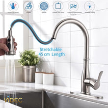 Load image into Gallery viewer, VIDEC KW-88SN Smart Touch On Kitchen Faucet, 3 Modes Pull Down Sprayer, Smart Touch Sensor Activated, Auto ON/Off, Ceramic Valve, 360-Degree Rotation, 1 or 3 Hole Deck Plate.
