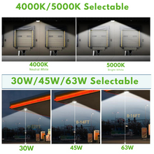 Carregar imagem no visualizador da galeria, High-Performance LED Canopy Light: 63W/45W/30W, 5000K/4000K, 135 LM/Watt, 0-10V Dimmable, 120-277V- Illuminate with Efficiency
