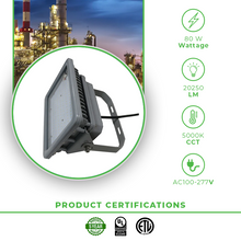 Load image into Gallery viewer, 80W LED Explosion Proof Flood Light, D Series, 5000K Non Dimmable, 20250LM, AC100-277V-IP66
