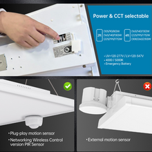 Carregar imagem no visualizador da galeria, 4FT LED Linear High Bay Selectable Wattage and CCT (230W/260W/300W - 4000K/5000K), 45,000 Lumens - Ideal for Warehouse Lighting
