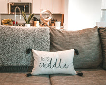 Load image into Gallery viewer, Let&#39;s Cuddle Script Decorative Pillow Cover
