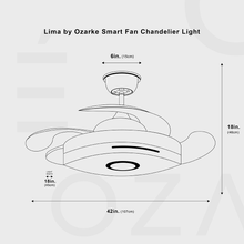 Cargar imagen en el visor de la galería, Lima by Ozarke Smart Fan Chandelier Light
