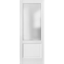 Carregar imagem no visualizador da galeria, Lucia 22 White Silk Barn Door Slab with Frosted Glass
