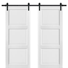 Cargar imagen en el visor de la galería, Lucia 2661 Matte White 3 Panel Double Barn Door | Black Rail
