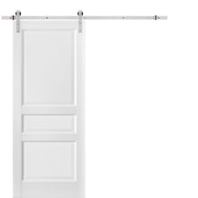 Carregar imagem no visualizador da galeria, Lucia 31 White Silk 3 Panel Barn Door and Silver Finish Rail
