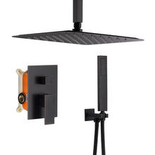 Load image into Gallery viewer, 12 Inch or 16 Inch Ceiling Mount Oil Rubbed Bronze Shower System - Options for LED or Non-LED Light
