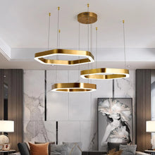 Cargar imagen en el visor de la galería, MIRODEMI® Châtelet | Hexagon Gold Chandelier for Living room | S2024S
