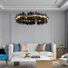 Carregar imagem no visualizador da galeria, MIRODEMI® Veyrier | Creative Black Circular Chandelier for Living Room
