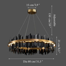 Carregar imagem no visualizador da galeria, MIRODEMI® Veyrier | Creative Black Circular Chandelier for Living Room
