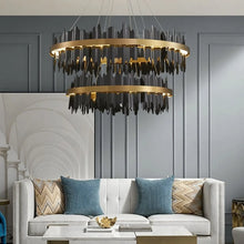 Carregar imagem no visualizador da galeria, MIRODEMI® Veyrier | Creative Black Circular Chandelier for Living Room
