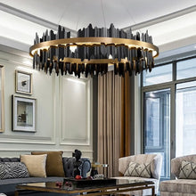 Carregar imagem no visualizador da galeria, MIRODEMI® Veyrier | Creative Black Circular Chandelier for Living Room
