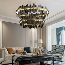 Cargar imagen en el visor de la galería, MIRODEMI® Veyrier | Creative Black Circular Chandelier for Living Room
