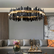 Cargar imagen en el visor de la galería, MIRODEMI® Veyrier | Creative Black Circular Chandelier for Living Room
