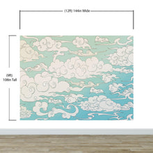 Load image into Gallery viewer, Japanese Traditional Curly Cloud in Sky Abstract Illustration Asian Decor Wall Mural. Peel and Stick Wallpaper. #6297
