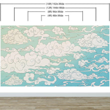 Load image into Gallery viewer, Japanese Traditional Curly Cloud in Sky Abstract Illustration Asian Decor Wall Mural. Peel and Stick Wallpaper. #6297
