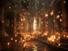 Cargar imagen en el visor de la galería, Floating Candles /  Great Hall Room Wallpaper /  Wizardly World Wall Mural. #6764
