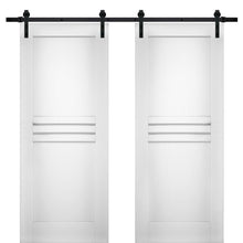 Cargar imagen en el visor de la galería, Mela 7444 White Silk Double Barn Door | Black Rail
