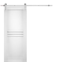 Cargar imagen en el visor de la galería, Mela 7444 White Silk Barn Door and Silver Finish Rail
