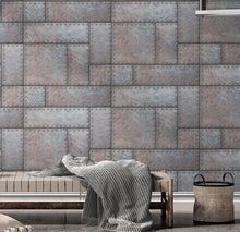 Load image into Gallery viewer, Modern Urban Wallpaper Decor. Metal Steel 3D Wall Mural. #6740
