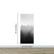 Cargar imagen en el visor de la galería, Black and White Misty Pine Forest Wallpaper. #6673
