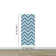 Cargar imagen en el visor de la galería, Seaside Chic Decor. Navy Blue and Teal Chevron Pattern Wallpaper. #6222
