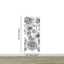 Cargar imagen en el visor de la galería, Black and White Flower Wallpaper Mural. #6676
