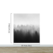 Cargar imagen en el visor de la galería, Black and White Misty Pine Forest Wallpaper. #6673
