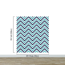 Cargar imagen en el visor de la galería, Seaside Chic Decor. Navy Blue and Teal Chevron Pattern Wallpaper. #6222
