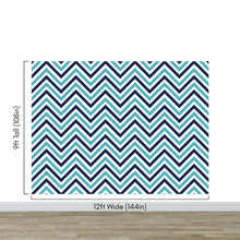 Cargar imagen en el visor de la galería, Seaside Chic Decor. Navy Blue and Teal Chevron Pattern Wallpaper. #6222
