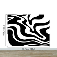 Cargar imagen en el visor de la galería, Black Swirly Line Wallpaper. Contemporary Art Decor. Modern Aesthetic. #6679
