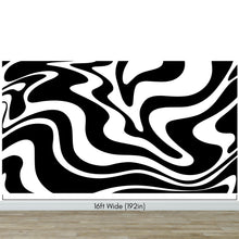 Cargar imagen en el visor de la galería, Black Swirly Line Wallpaper. Contemporary Art Decor. Modern Aesthetic. #6679
