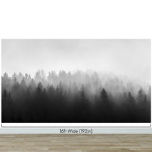 Load image into Gallery viewer, Black and White Misty Pine Forest Wallpaper. #6673
