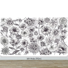 Cargar imagen en el visor de la galería, Black and White Flower Wallpaper Mural. #6676
