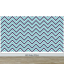 Load image into Gallery viewer, Seaside Chic Decor. Navy Blue and Teal Chevron Pattern Wallpaper. #6222
