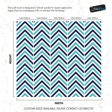 Cargar imagen en el visor de la galería, Seaside Chic Decor. Navy Blue and Teal Chevron Pattern Wallpaper. #6222
