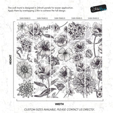 Cargar imagen en el visor de la galería, Black and White Flower Wallpaper Mural. #6676
