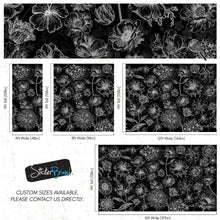 Load image into Gallery viewer, Black Floral Background, Black and White Flower Wallpaper Mural. #6677
