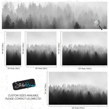 Load image into Gallery viewer, Black and White Misty Pine Forest Wallpaper. #6673
