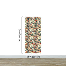 Load image into Gallery viewer, Botanical Flower Garden With Pastel Color Red, Green, Beige Background Wall Mural. #6771
