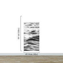 Load image into Gallery viewer, Black and White Ocean Wave Wallpaper. Peel and Stick Wall Mural. #6691
