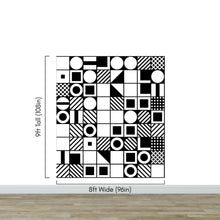 Carregar imagem no visualizador da galeria, Black and White Geometric Shapes Wallpaper Mural Wall Art. #6710
